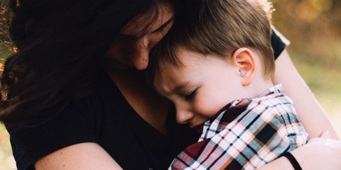 Mother holding son