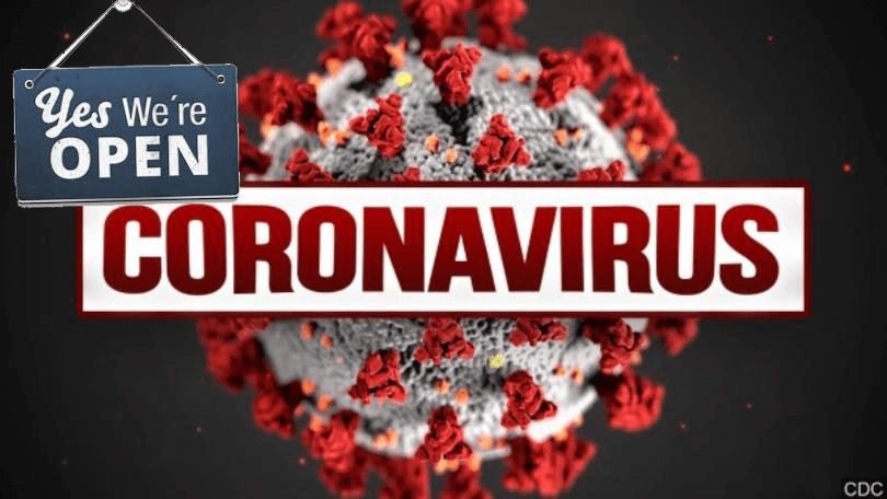 Coronavirus with open sign