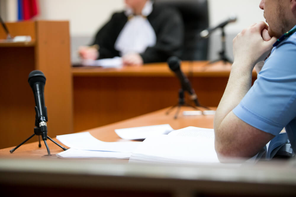 Man testifying in court
